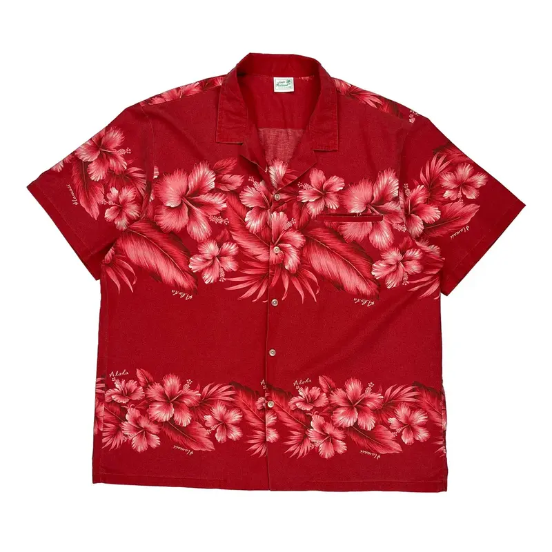Jade Fashions Hawaiian Shirt - 2XL Red Polyester Blend
