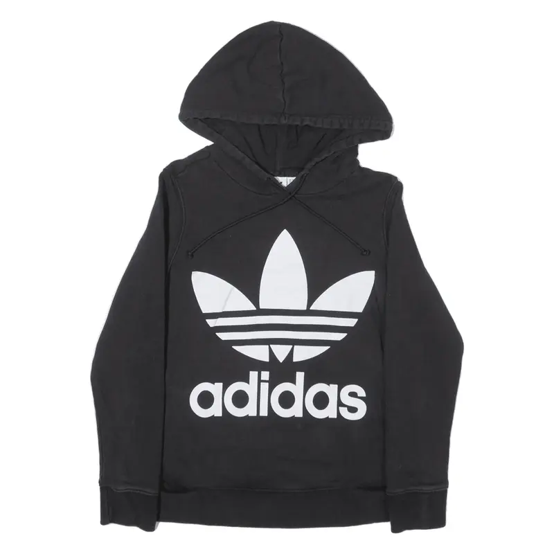 ADIDAS Hoodie Black Pullover Womens UK 10