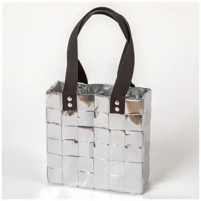 Recycled Handwoven Tote Bag - Brown