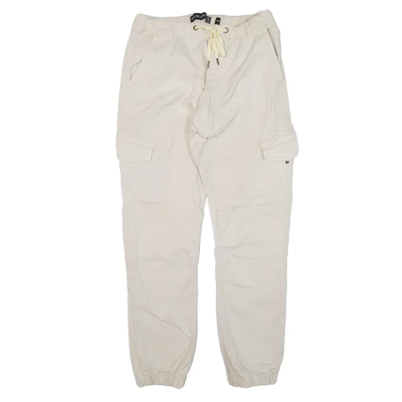 INDICODE JEANS Cargo Trousers Cream Regular Tapered Womens W29 L28