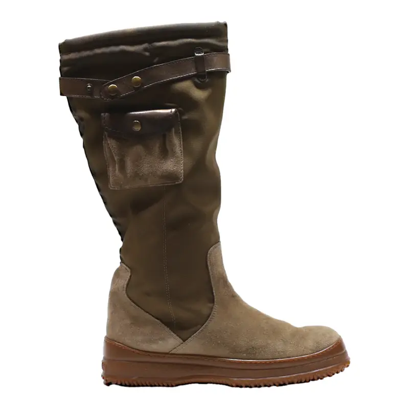 HOGAN Snow Boots Green Leather Mens UK 5.5