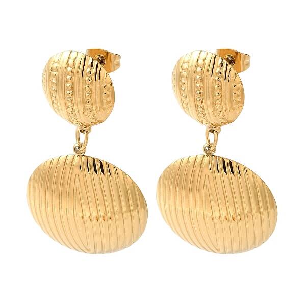 Textured Half Round Ion Plating(IP) 304 Stainless Steel Stud Earrings for Women