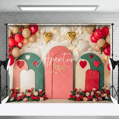 Green Pink Arch Balloons Floral Wedding Backdrop