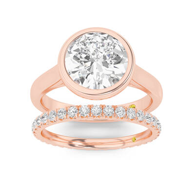 Secret Kiss Lab Grown Round Diamond Engagement Ring with the Envoi Wedding Band | 18K Rose Gold 3 ct. tw.