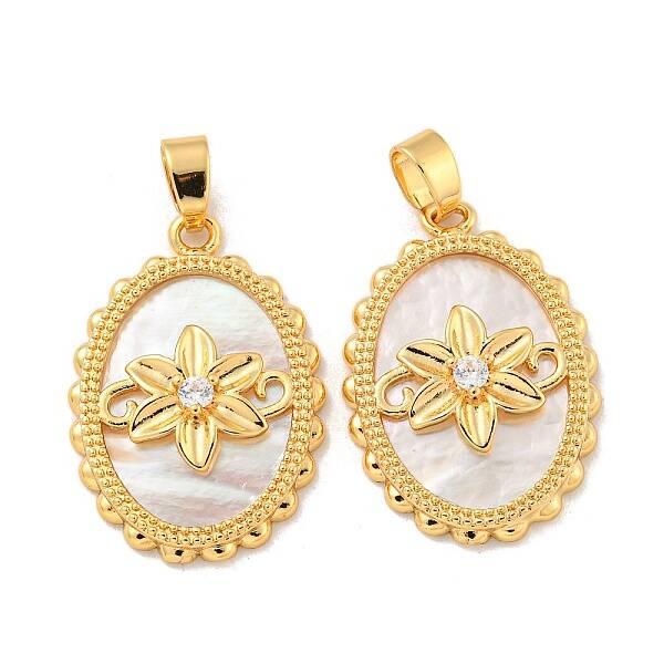 Brass Clear Micro Pave Cubic Zirconia Pendants