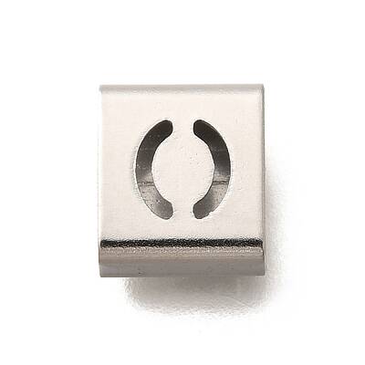 Letter Style 304 Stainless Steel Square Slide Charms