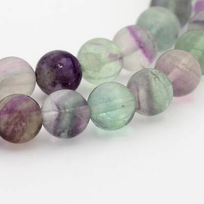 Natural Rainbow Fluorite Round Bead Strands
