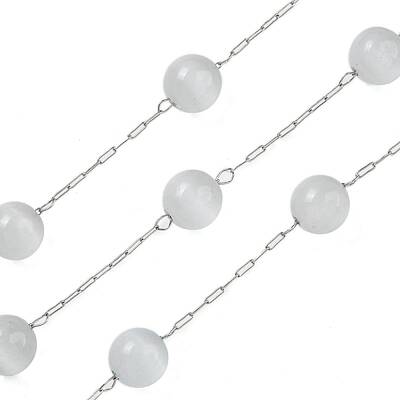 304 Stainless Steel with Glass Cat Eye Link Chains