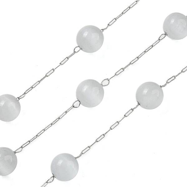 304 Stainless Steel with Glass Cat Eye Link Chains