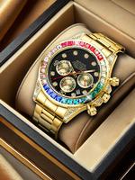 Men's Business Fashion Rhinestone Decor Analog Quartz Watch, Fashion Watch with Luminous & Date Function for Party, Daily Dec...