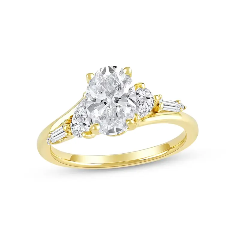 14K Gold 1 to 3.5 CT.T.W. Oval Lab Created Diamond Engagement Ring D VVS1-VS1 3EX IGI Certified