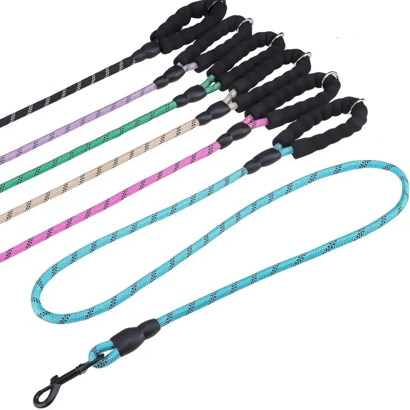 Heavy Duty 5 Ft Reflective Rope Leash with Padded Handel training dog walking gear dog leash