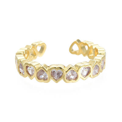 Cubic Zirconia Heart Wrap Open Cuff Ring