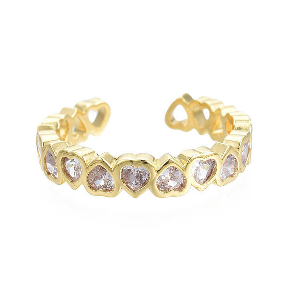Cubic Zirconia Heart Wrap Open Cuff Ring