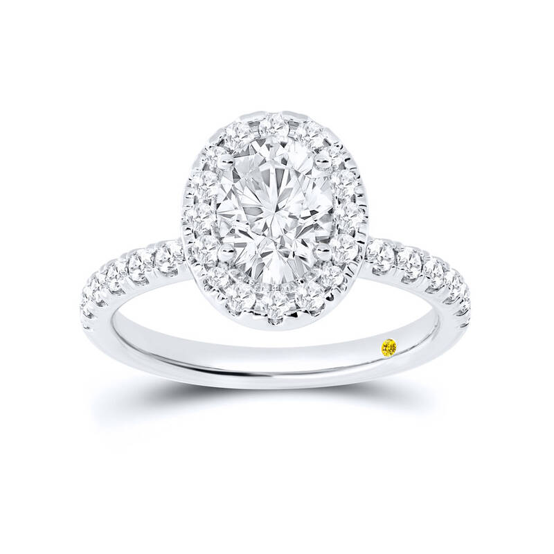 Eldra Pavé Set Oval Lab Created Halo Diamond Engagement Ring | 18K White Gold 5 1/5 CT. TW.
