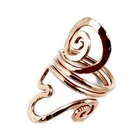 Copper Ring With Heart and Spiral Design Hand Hammered Uniquely Textured Wave Style Love Jewelry Which Can Also Be Worn on th...