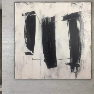 Large Oil Paintings On Canvas Thick Enamel Layers Black And White Oil Painting Abstract Black White Painting Original Art On ...