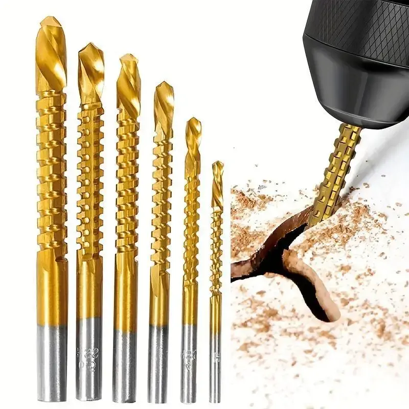Titanium-plated High-speed Steel Drill Bit, High Speed Steel Drill Bit Set, Tool Accessories, Electric Drill Bit Set for Wood...