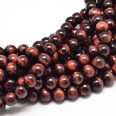 Natural Red Tiger Eye Round Bead Strands