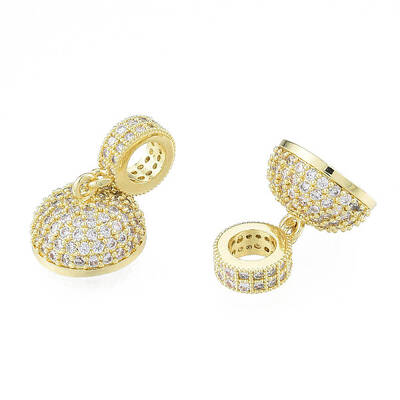 Brass Micro Pave Clear Cubic Zirconia Cord Ends
