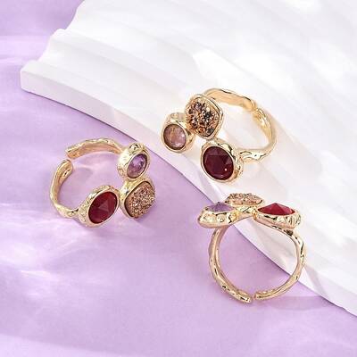 Natural Amethyst/Korean Jade/Agate Germ Cuff Rings
