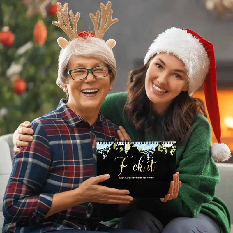 2025 Calendar for Tired-Ass Women, Desktop Calendar Home Office Hanging Desk Calendar, Swear Monthly Gag White Elephant Gift ...