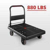 Flatbed Cart, 880lbs Heavy Duty Capacity Platform Hand Truck 360 Degree Swivel Wheels Foldable Push Steel Hand Cart For Loadi...