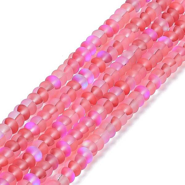 Frosted Transparent Glass Beads Strands