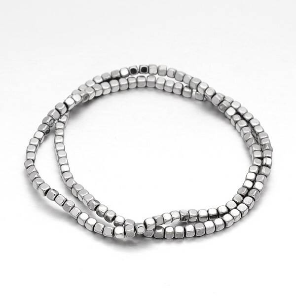 Cube Electroplate Non-magnetic Synthetic Hematite Beads Strands