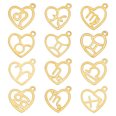 24Pcs 12 Style 304 Stainless Steel Pendants