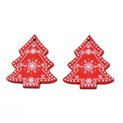 Christmas Theme Spray Painted Wood Pendants