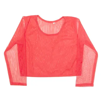 Mesh Womens Cropped Top Red 3/4 Sleeve S