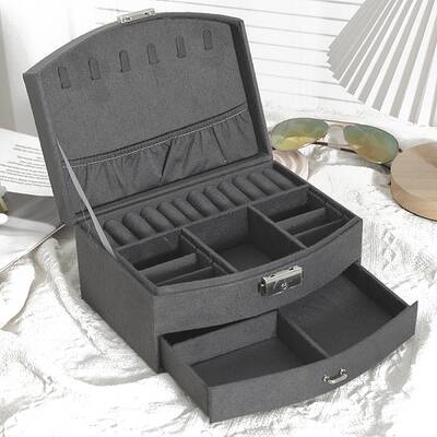 Velvet Jewelry Organizer Storage Drawer Boxes with Handle