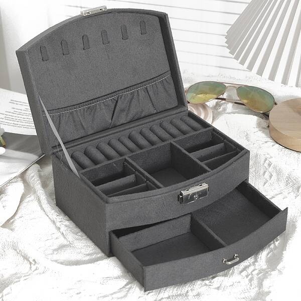 Velvet Jewelry Organizer Storage Drawer Boxes with Handle