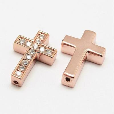 Brass Micro Pave Grade AAA Cubic Zirconia Beads