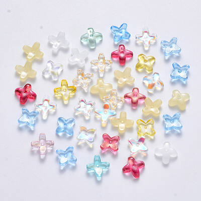 Transparent Spray Painted Glass Beads