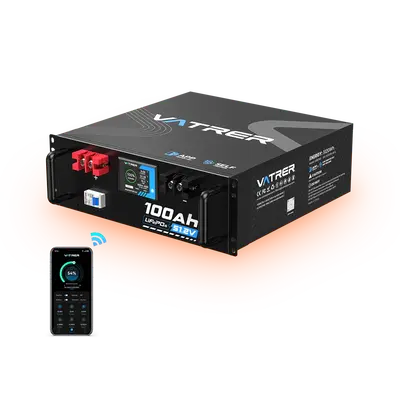 Vatrer 48V(51.2V) 100Ah Heated Lithium Solar Battery, Max 5120W Load Power