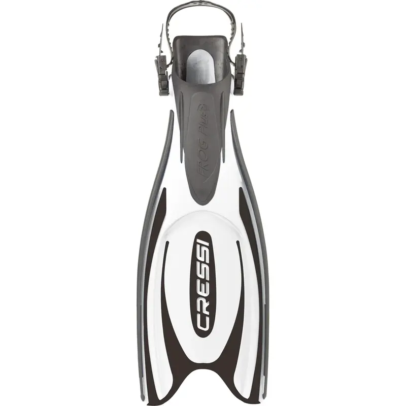 Used Cressi Frog Plus Open Heel Fins - Black / White-SMMD - US M:6-8 / W:7-9