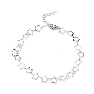 Non-Tarnish 304 Stainless Steel Star Link Chain Anklets for Men Women