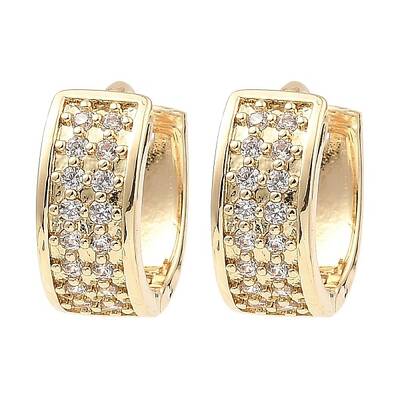 Brass with Cubic Zirconia Thick Hoop Earrings
