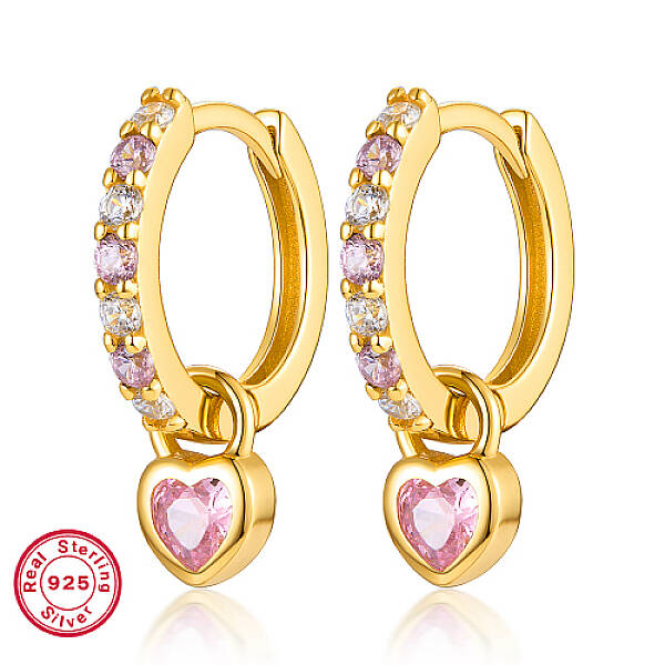 Real 18K Gold Plated 925 Sterling Silver Dangle Hoop Earrings