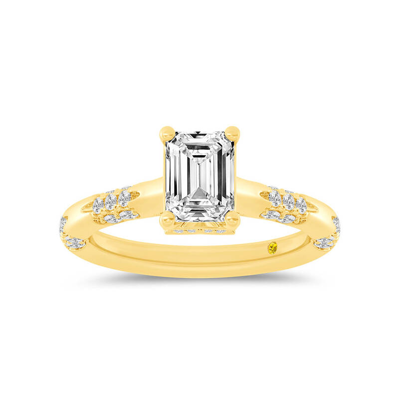 Quell Petite Hidden Halo Emerald Cut Lab Grown Diamond Engagement Ring | 10K Yellow Gold 2 CT. TW.