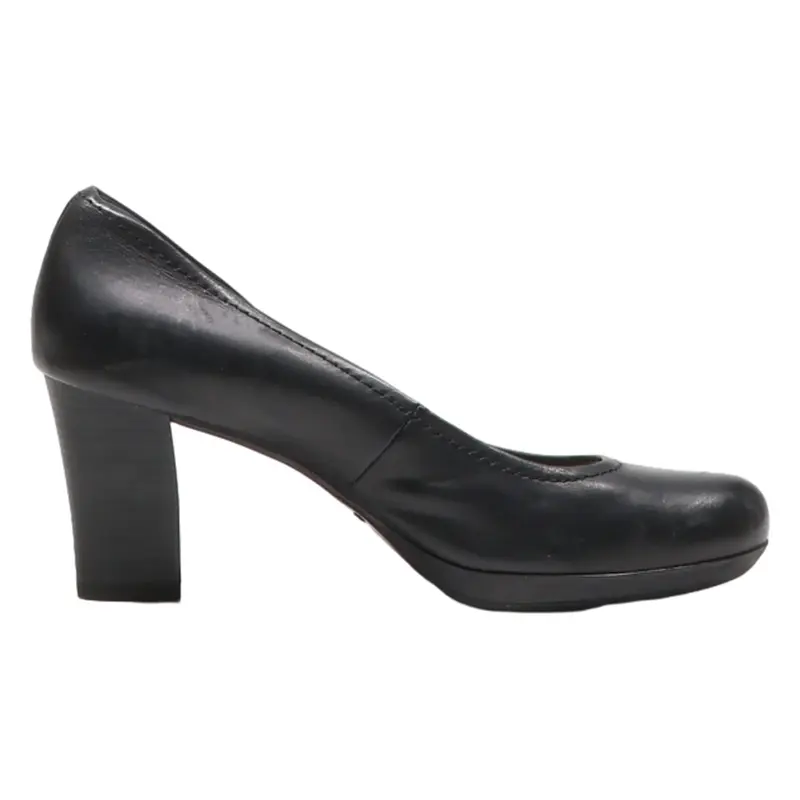 TAMARIS Court Heels Black Leather Womens UK 7