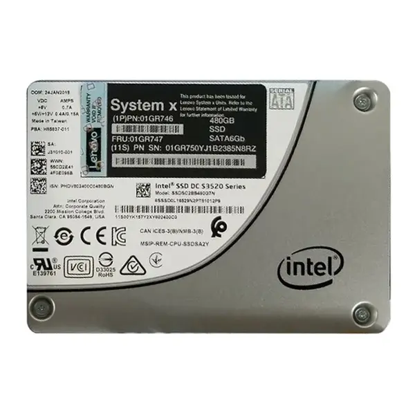 01GR746 Lenovo 480GB Multi-Level Cell SATA 6Gb/s 3.5-Inch Solid State Drive