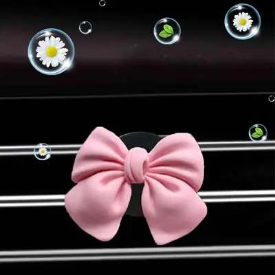 Creative Bowknot Shaped Car Air Freshener Clip, Car Air Outlet Decorative Clip with 2 Aromatherapy Tablet, Car Interior Acces...