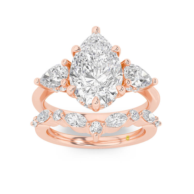 Celestia Lab Grown Pear Shaped Diamond Engagement Ring with The Angelina Wedding Band | 14K Rose Gold 2 3/8 ct. tw.
