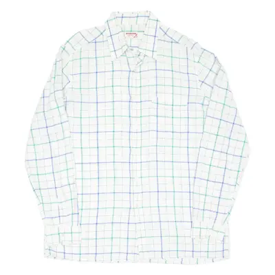 Mens Shirt White Check Long Sleeve L