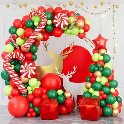 Aperturee Christmas Red Gold Green Candy Garland Balloon Arch Kit | Party Decorations