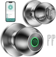 Smart Lock Fingerprint Door Knob for Bedrooms with App Control & Key, Type-C Port Emergency Charging, Biometric Lock Suitable...