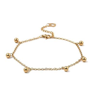 PVD Vacuum Plating 304 Stainless Steel Round Beads Charm Bracelet